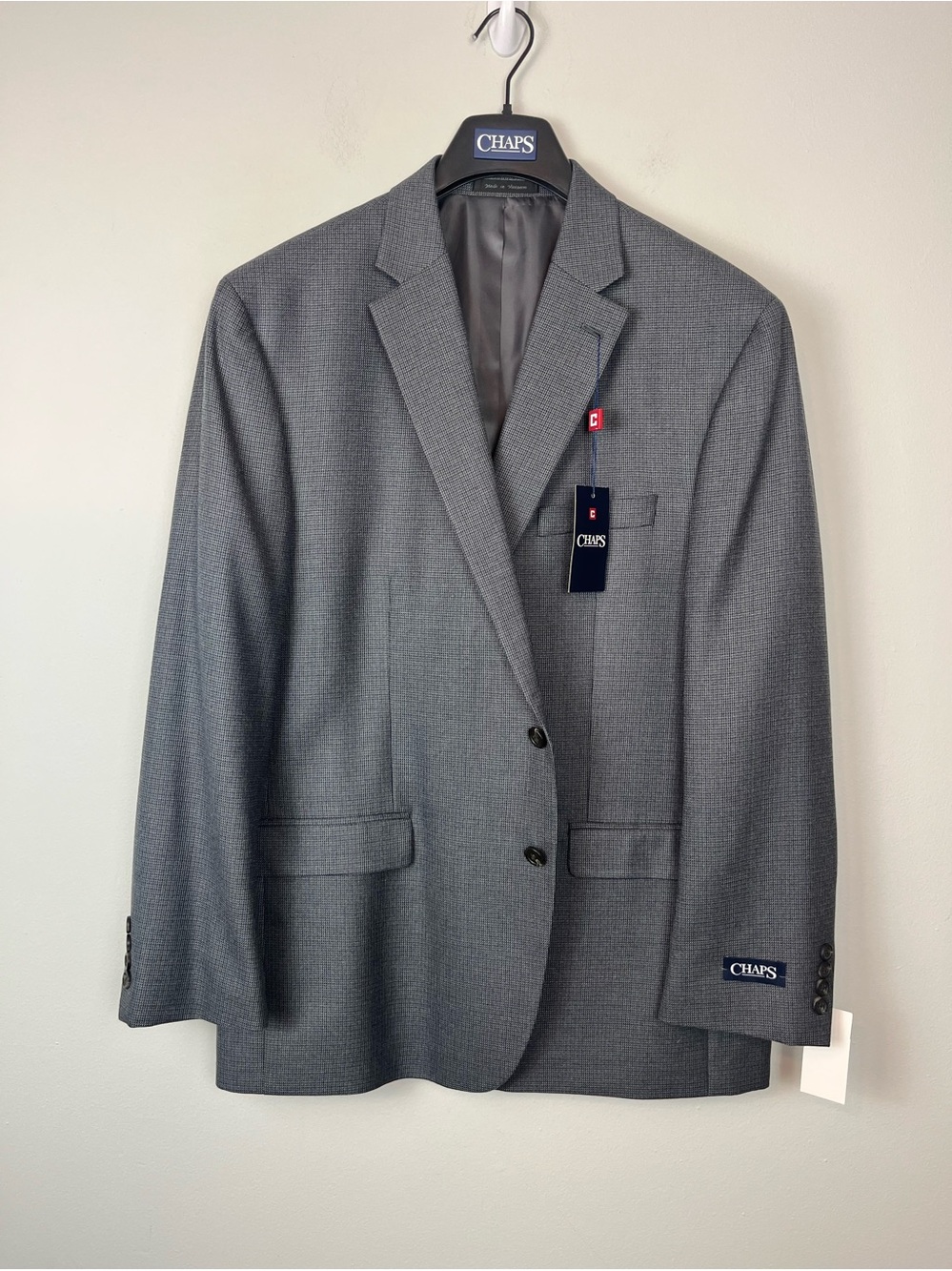 NWT CHAPS Ralph Lauren Gray Blue Blazer 2 Button Front Size 48R